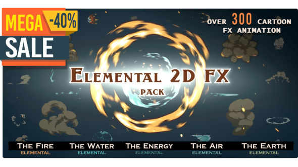 Elemental 2D FX pack [300 elements] v.05 9673890